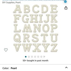 Rhinestone pearl iron alphabets